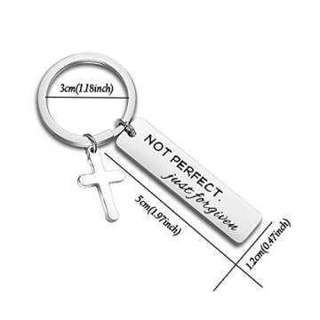 CHOORO Not Perfect Just Forgiven Christian Keychain Christening Gift Baptism Gift Sunday School Gift （CH-NPJFKC）