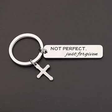 CHOORO Not Perfect Just Forgiven Christian Keychain Christening Gift Baptism Gift Sunday School Gift （CH-NPJFKC）