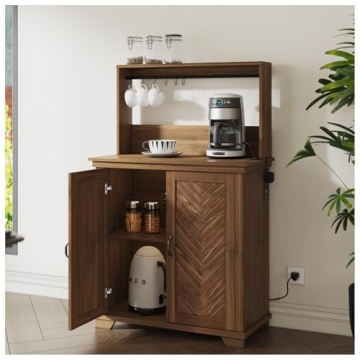 Funitydg Farmhouse Coffee Bar Cabinet with Storage for Stylish Coffee Lovers