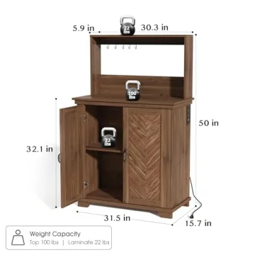 Stylish Funitydg Coffee Bar Cabinet with Charging Station