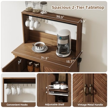 Stylish Funitydg Coffee Bar Cabinet with Charging Station