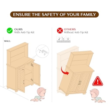 Stylish Funitydg Coffee Bar Cabinet with Charging Station