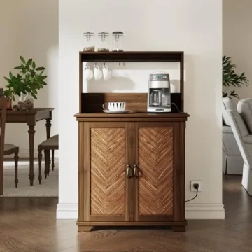 Stylish Funitydg Coffee Bar Cabinet with Charging Station