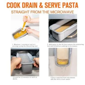Microwave Pasta Cooker with Portioning Tool, BPA-Free Non-Stick, Fast Easy Meals in Minutes, Cooks All Types of Pasta - Gray - Dependable Industries Inc. Essentials