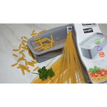 Microwave Pasta Cooker with Portioning Tool, BPA-Free Non-Stick, Fast Easy Meals in Minutes, Cooks All Types of Pasta - Gray - Dependable Industries Inc. Essentials