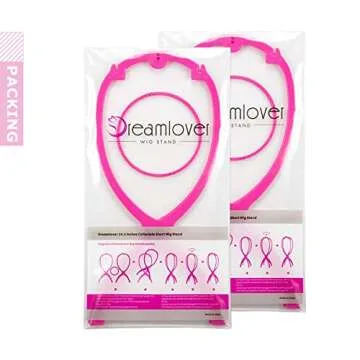 Dreamlover Short Wig Stands - Portable Collapsible Wig Dryer Set, Hot Pink, 2 Packs