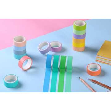 LEOTER 30 Rolls Washi Masking Tape Set, 15mm Wide Colorful Rainbow, Decorative Writable Craft Tape f...
