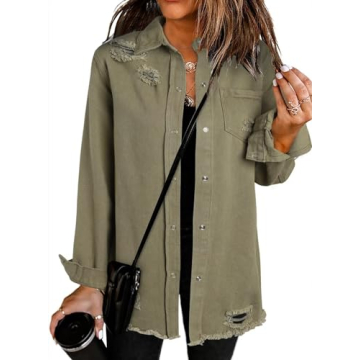 Dokotoo Women's Oversized Vintage Denim Jacket - Fall Classic