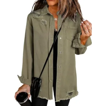 Dokotoo Women's Oversized Vintage Denim Jacket - Fall Classic