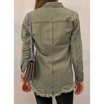 Oversized Vintage Denim Jacket for Women - Dokotoo