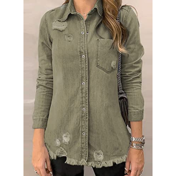 Oversized Vintage Denim Jacket for Women - Dokotoo