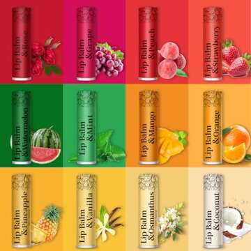 RBUGR 39 Pack of Lip Balm, 12 Flavored Lip Balm in Bulk Natural Lip Balm Set, Beeswax Moisturising &...