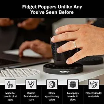 Johan & John Pop It Fidget Toys 2-Pack, Sensory Toys for Adults & Kids, Stress & Anxiety Relief Toys, Stylish Scandinavian Design, Robust & Firm, Poppet Loud on Both Sides, Granite & Blizzard
