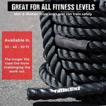 FireBreather Battle Ropes with Anchor Kit and Foldable Poster - Exercise Rope for Home Gym Fitness & Working Out - Poly Dacron Heavy Workout Ropes for Crossfit Training