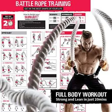 FireBreather Battle Ropes with Anchor Kit and Foldable Poster - Exercise Rope for Home Gym Fitness & Working Out - Poly Dacron Heavy Workout Ropes for Crossfit Training
