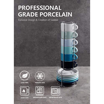 Sweese Colorful Stackable Espresso Cups - Perfect Design & Quality