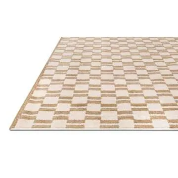 Jenni Yolo Home Hilda Area Rug - 5'3" x 7' Tan Rectangle, Modern Geometric Blocks, Stain-Resistant, Non-Shedding, Easy to Clean, Soft, Durable Rug for Living Room, Bedroom, or Indoor Home Decor