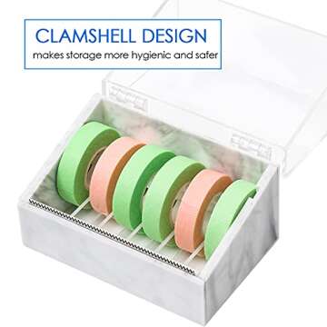 Roll Tape Holder White Lash Tape Storage Box Dust-Proof Eyelash Tape Cutter Desktop Tape Machine Tape Dispenser Marble Box Tape Tool Tape Separator (Excluding Tape)