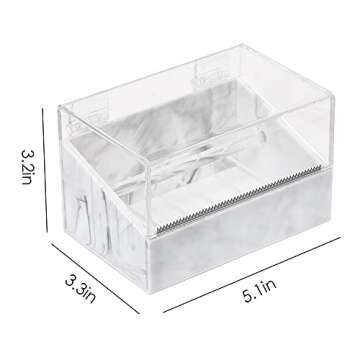 Roll Tape Holder White Lash Tape Storage Box Dust-Proof Eyelash Tape Cutter Desktop Tape Machine Tape Dispenser Marble Box Tape Tool Tape Separator (Excluding Tape)