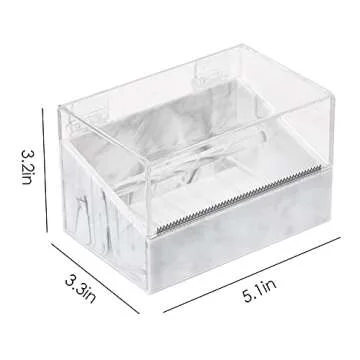 Roll Tape Holder White Lash Tape Storage Box Dust-Proof Eyelash Tape Cutter Desktop Tape Machine Tape Dispenser Marble Box Tape Tool Tape Separator (Excluding Tape)