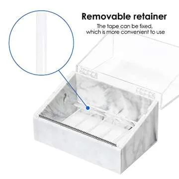 Roll Tape Holder White Lash Tape Storage Box Dust-Proof Eyelash Tape Cutter Desktop Tape Machine Tape Dispenser Marble Box Tape Tool Tape Separator (Excluding Tape)