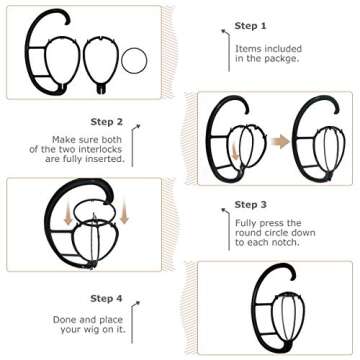 Dreamlover Hanging Wig Stand, Wig Head for Wigs, 4 Sets