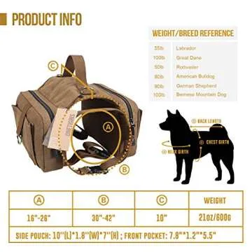 OneTigris Doggy Backpack for Hiking & Camping Perfect Fit