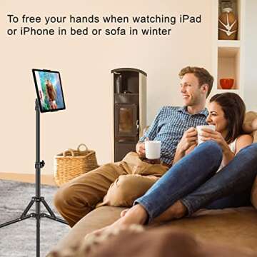 SAMHOUSING Tripod Floor Stand, with 65 inch Height Adjustable Stand Holder & 360° Rotating iPad Tripod Mount for iPad Pro, iPhone, Kindle, and All 4.5-12.9 Inch Tablets