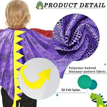 IROLEHOME Dragon-Wings Costume for Kids Mask Dinosaur Dress Up Cape for Boys Girls Halloween-Party Gifts Toys (purple)