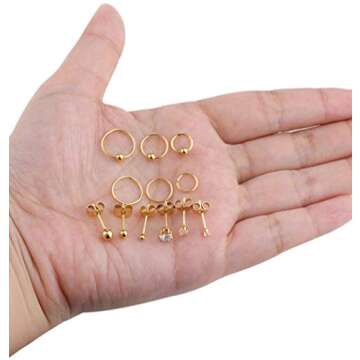 Jstyle Tiny Stud and Hoop Earrings Set for All Styles