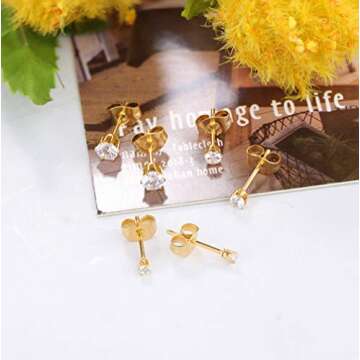 Jstyle Tiny Stud and Hoop Earrings Set for All Styles