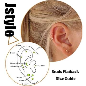 Jstyle Tiny Stud and Hoop Earrings Set for All Styles