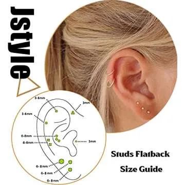 Jstyle Tiny Stud and Hoop Earrings Set for All Styles
