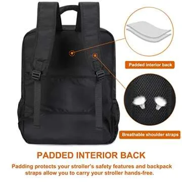 Mactso Stroller Travel Bag Compatible with GB Pockit and GB Pockit Air Plus All Terrain, Lightweight Stroller Travel Backpack for Airplane (Black, M)