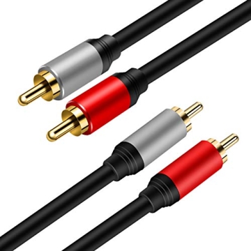Tan QY 2RCA to 2RCA Cable 10ft Gold-Plated Audio Cable for Home Theater and Gaming