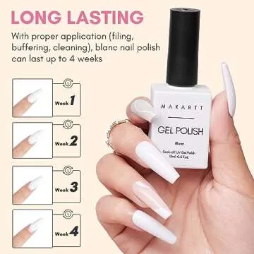 Makartt White Gel Nail Polish 15ml, Soak Off Blanc Gel for UV LED Light, DIY Nail Art, Manicure Designs, Salon & Home Use, Long Lasting and Easy Application