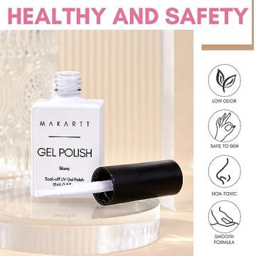 Makartt White Gel Nail Polish 15ml, Soak Off Blanc Gel for UV LED Light, DIY Nail Art, Manicure Designs, Salon & Home Use, Long Lasting and Easy Application