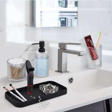 Clear Glass Bathroom Accessory Set for Stylish Organizing