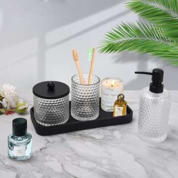 Clear Glass Bathroom Accessory Set for Stylish Organizing