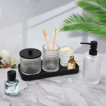 Clear Glass Bathroom Accessory Set for Stylish Organizing
