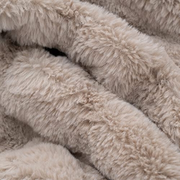 Soft Tan Faux Rabbit Fur Throw Blanket Elegant Washable