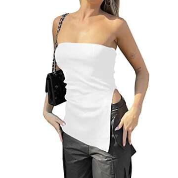 Lauweion Strapless Knit Tube Top in White for Y2K Fashion