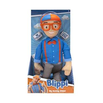 Blippi Bendable Plush Doll, 16” Tall Featuring SFX - Squeeze The Belly to Hear Classic catchphrase...