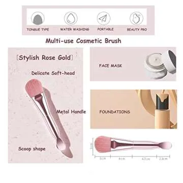 NEVSETPO Makeup Brushes, Makeup Brush Set Makeup Kits 28Pcs with Beauty Blenders Silicone Face Mask Brush Synthetic Foundation Powder Concealers Eye shadows Blush Travel Makeup Bag Included, Champagne