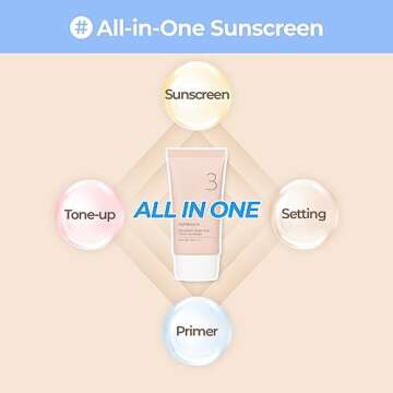 numbuzin No.3 Porcelain Base-skip Tone Up Beige | SPF50+ PA++++ | Lightweight, Hydrating | Zinc Oxide, Niacinamide | Sheer, Natural Finish, Evens Skin Tone | Korean Skincare 1.69 fl. oz.