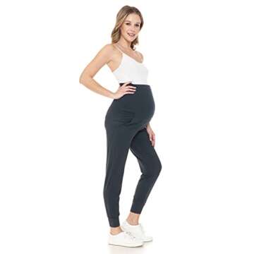 Leggings Depot Women's Maternity Pants Over The Belly Pregnancy Joggers Casual Lounge Pants (Charcoal, Large)