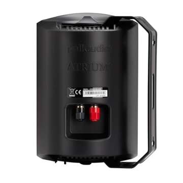Polk Audio Atrium 4 Outdoor Speakers with Powerful Bass (Pair, Black), All-Weather Durability, Broad Sound Coverage, Speed-Lock Mounting System