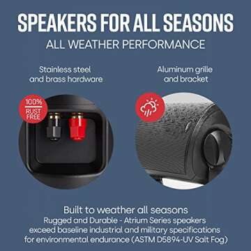 Polk Audio Atrium 4 Outdoor Speakers with Powerful Bass (Pair, Black), All-Weather Durability, Broad Sound Coverage, Speed-Lock Mounting System