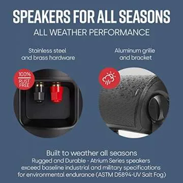 Polk Audio Atrium 4 Outdoor Speakers with Powerful Bass (Pair, Black), All-Weather Durability, Broad Sound Coverage, Speed-Lock Mounting System