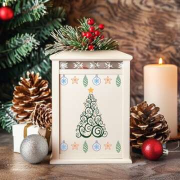 OLYCRAFT 2Pcs 8.7x11 Inch Christmas Tree Self-Adhesive Silk Screen Printing Stencil Star Bulb Mesh Stencils Christmas Theme Reusable Mesh Stencils Transfer for DIY T-Shirt Fabric Painting